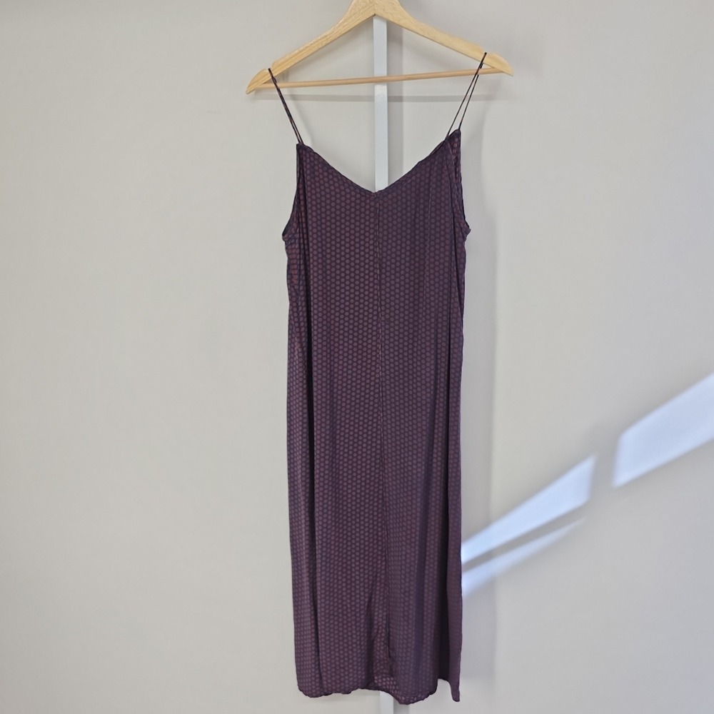 Apiece Apart New York 100% Silk Geometric Print Slip Dress Navy Red Size 6 - Picture 2 of 8